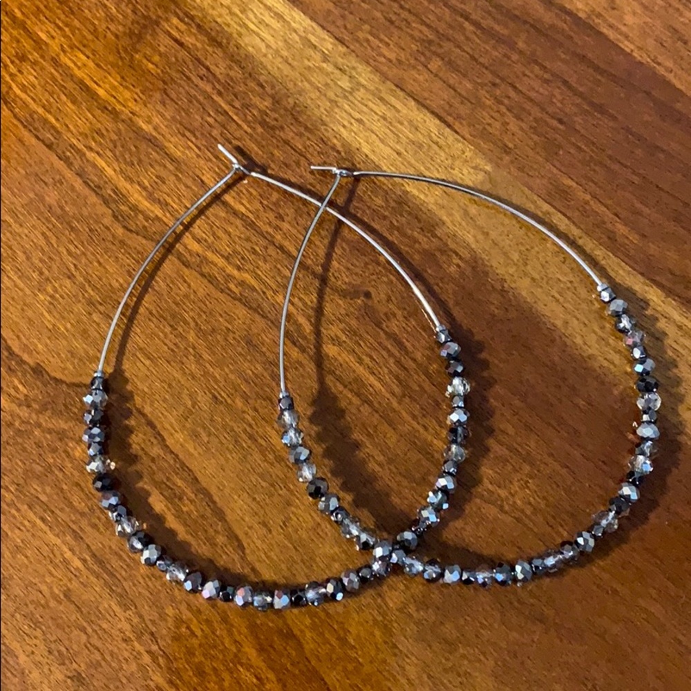 Hematite looking beaded earrings